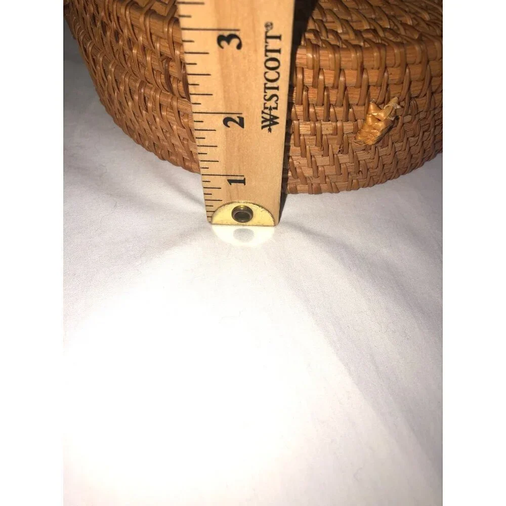 Straw Studios Bag Woven Circle Crossbody Shoulder Wicker Summer Beach Handmade - Picture 6 of 8